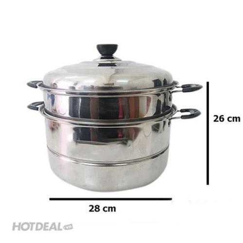 Nồi Hấp Đa Năng Hotpot 3 TẦNG Inox 28CM Dùng Cho Cả Bếp Từ Và Bếp Ga