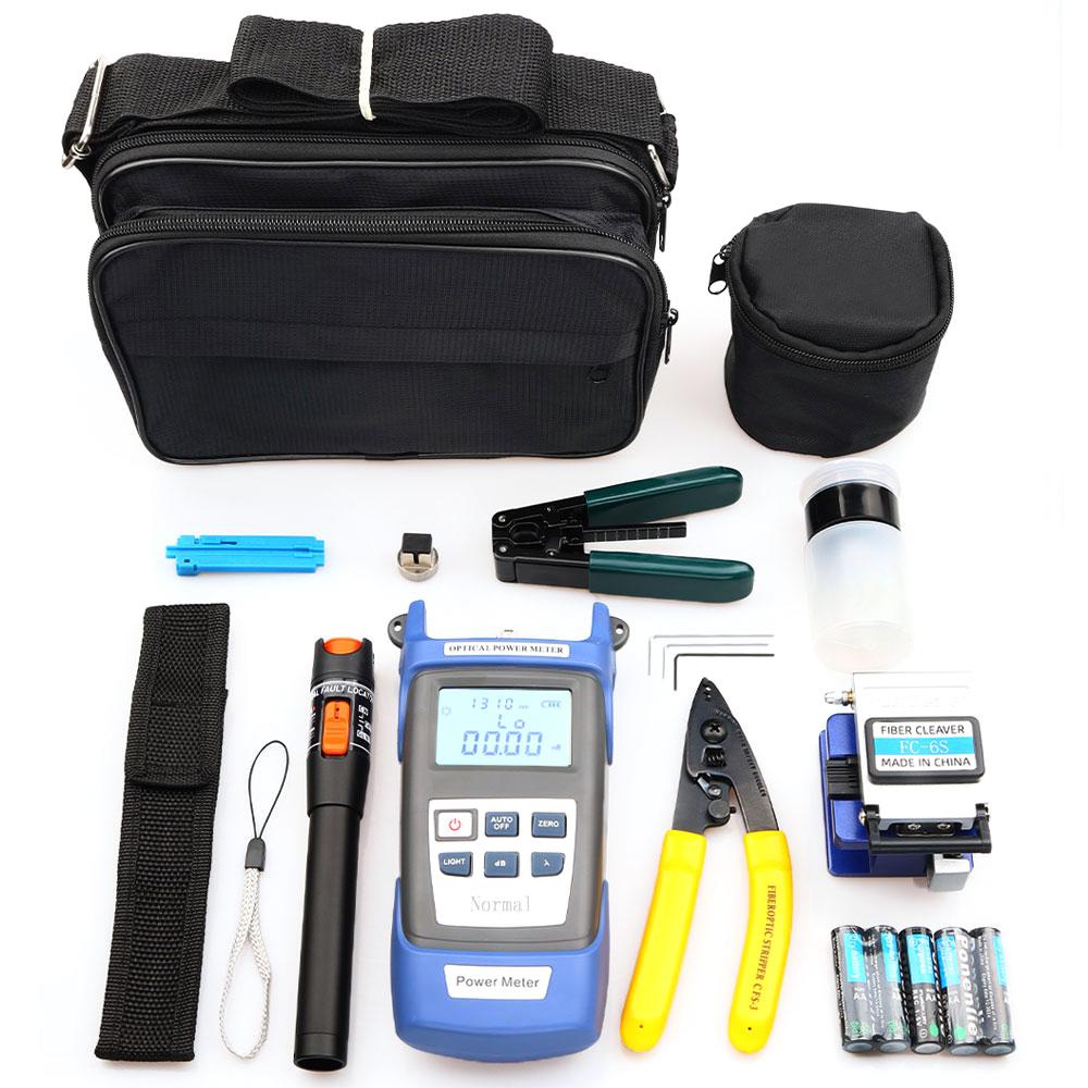 Optical Fiber Tool Set Fiber Cleaver Set Cold Contact Cutting Tool Set with Optical Power Meter Red Pen Wire Stripper