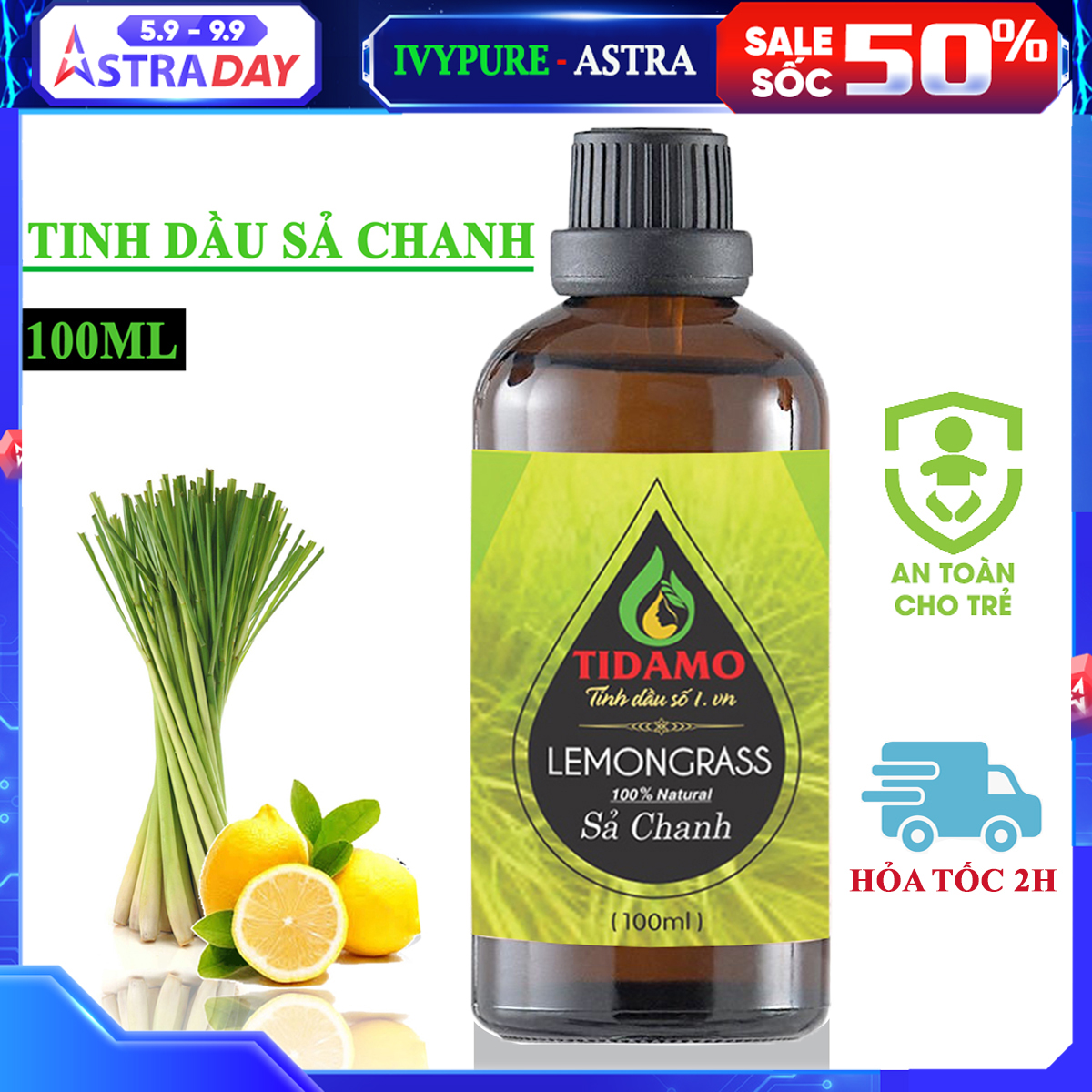 Tinh Dầu Xông Phòng Sả Chanh 100ML Nguyên Chất Nhập Khẩu - Tinh dầu Sả Chanh Giúp Bảo Vệ Sức Khỏe, Kháng Khuẩn, Đuổi Muỗi Và Thư Giãn Tinh Thần