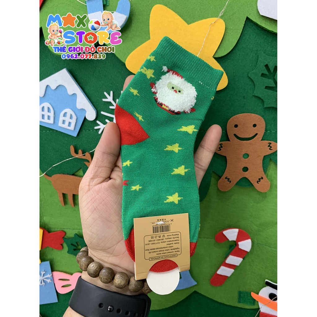 Combo 5 Đôi Tất noel cho bé từ 1-10 tuổi chất đẹp hình ngộ nghĩnh dáng cao cổ - Quà Tặng Noel