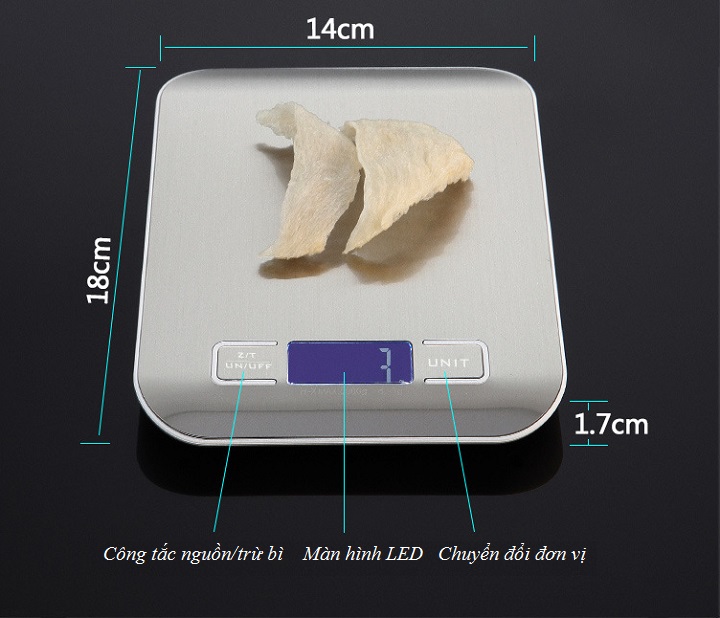 Cân điện tử nhà bếp phím cảm ứng cao cấp, độ chính xác cao 5kg, 10kg thiết kế sang trọng M12