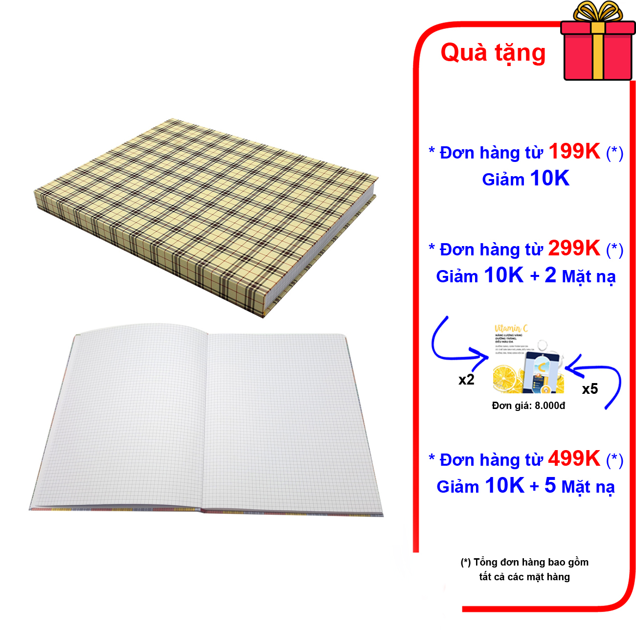 Sổ bìa cứng giấy caro 25x32cm