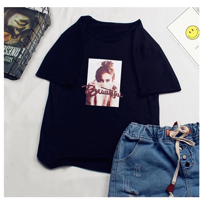Áo thun nữ thời trang 100% cotton - áo thun tay lỡ - áo phông trắng nữ