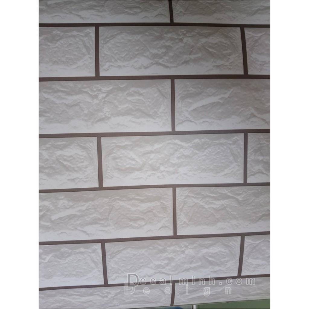 2m Decal Dán Tường Chống Nước Gạch 3D Xám Trắng '\/'