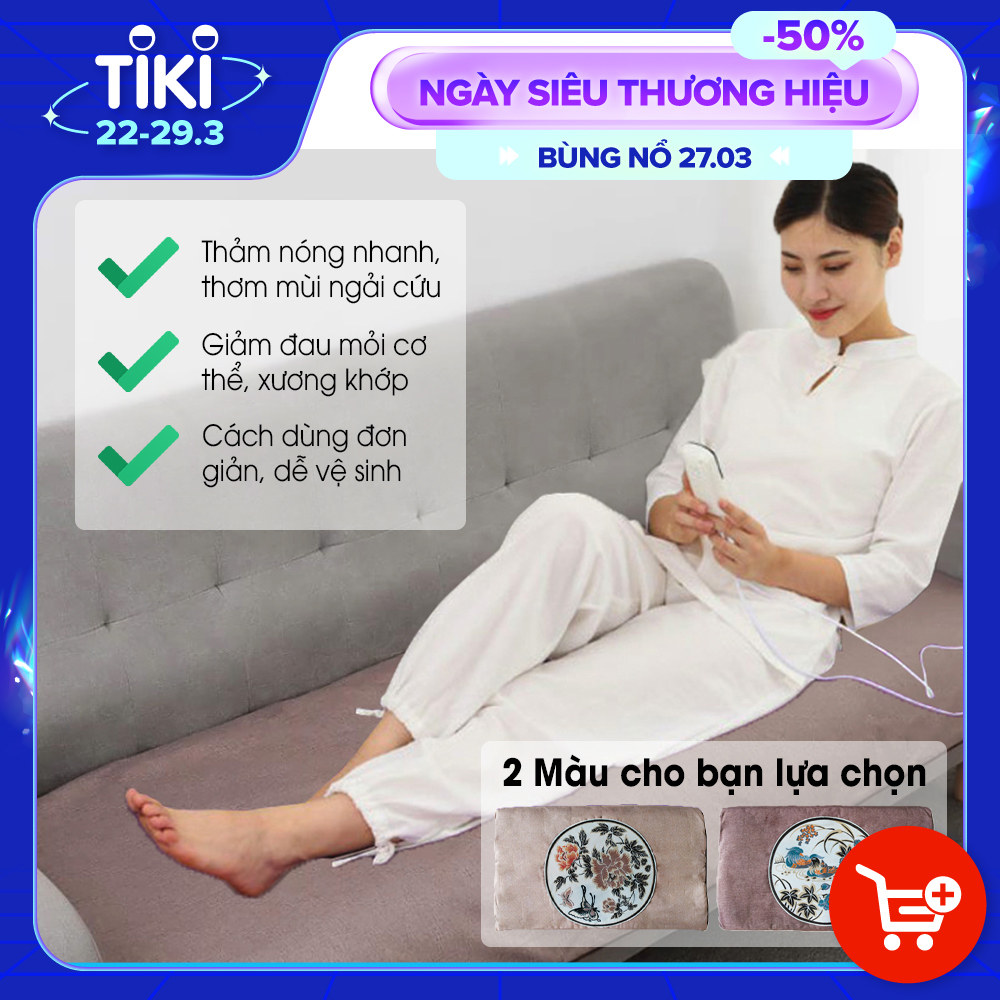 [HÀNG MỚI] Thảm Ngải Cứu, Đệm Sưởi Ruột Ngải Cứu Khô Chế Biến - 9 Mức Nhiệt Độ - 3 Mức Hẹn Giờ