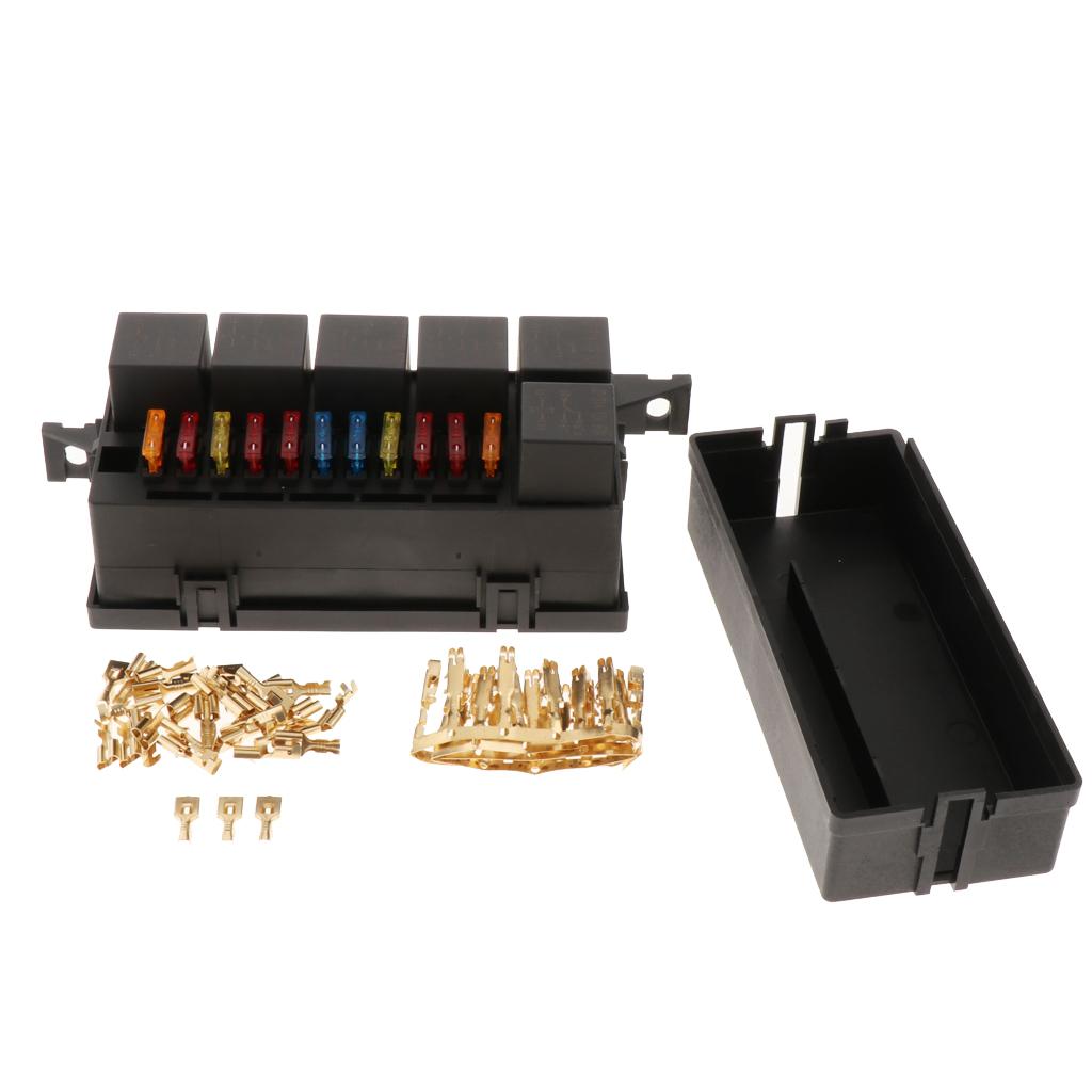 2x 11-Way Car Fuse Holder Relay Box With Terminals Relays Waterproof Connector