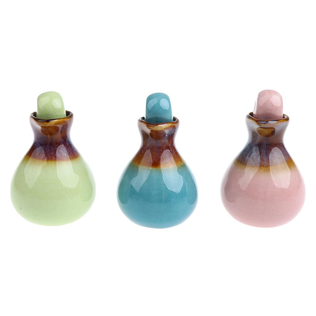 3Pieces Ceramic Essential Oil Bottle Aromatherapy Diffuser Reusable Storage Jar for Beauty Salon, Aromatherapy Stores, Personal Use