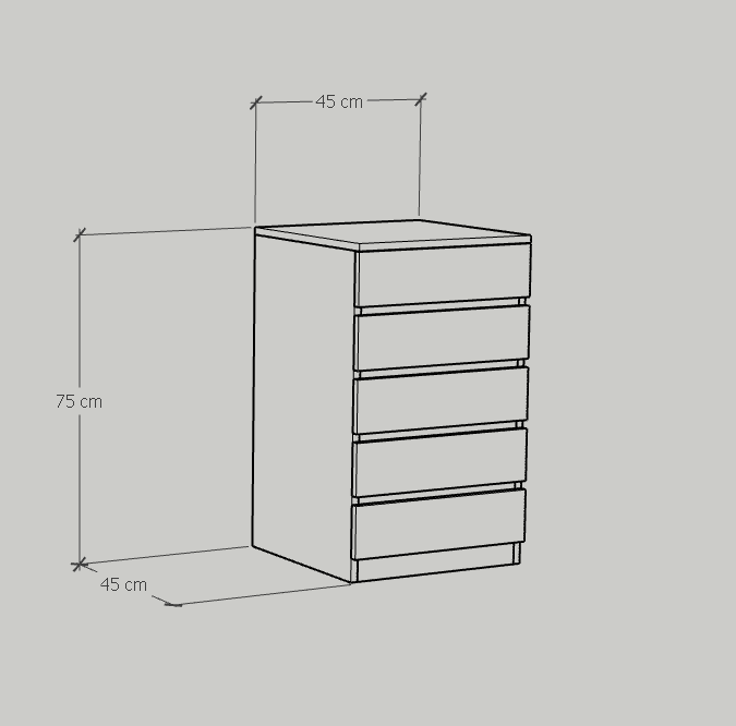 [Happy Home Furniture] OLA, Tủ lưu trữ 5 ngăn kéo, 45cm x 45cm x 75cm ( DxRxC), THK_095