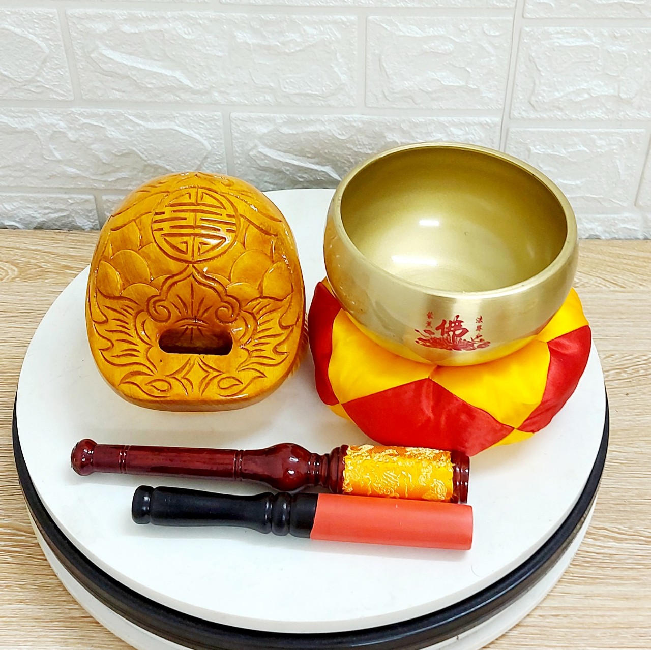 Bộ chuông mõ gia trì, chuông mõ tụng kinh cao cấp 5inch
