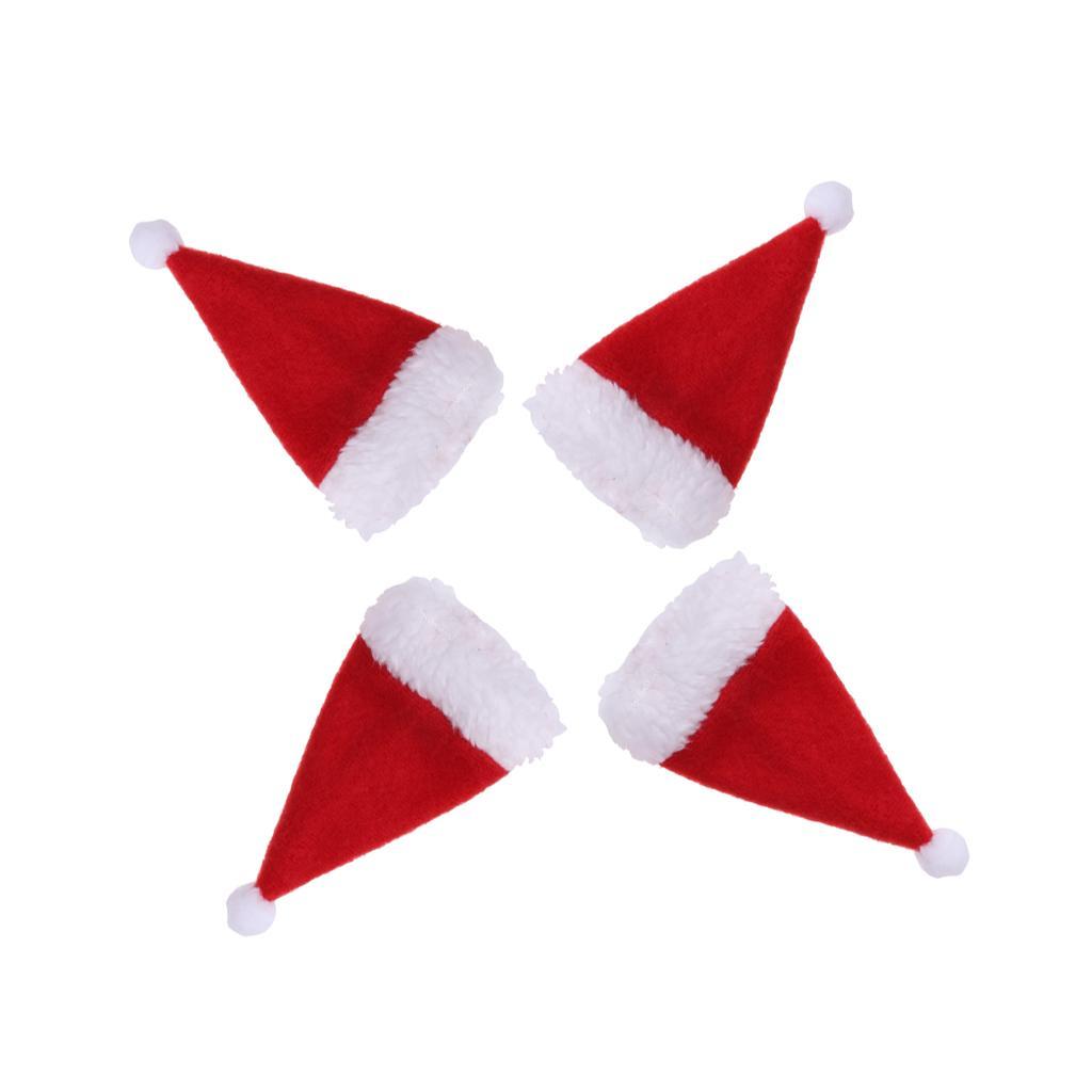 3x Red Non-woven Christmas Decorate for Red Wine Bottle Sets Christmas Hats