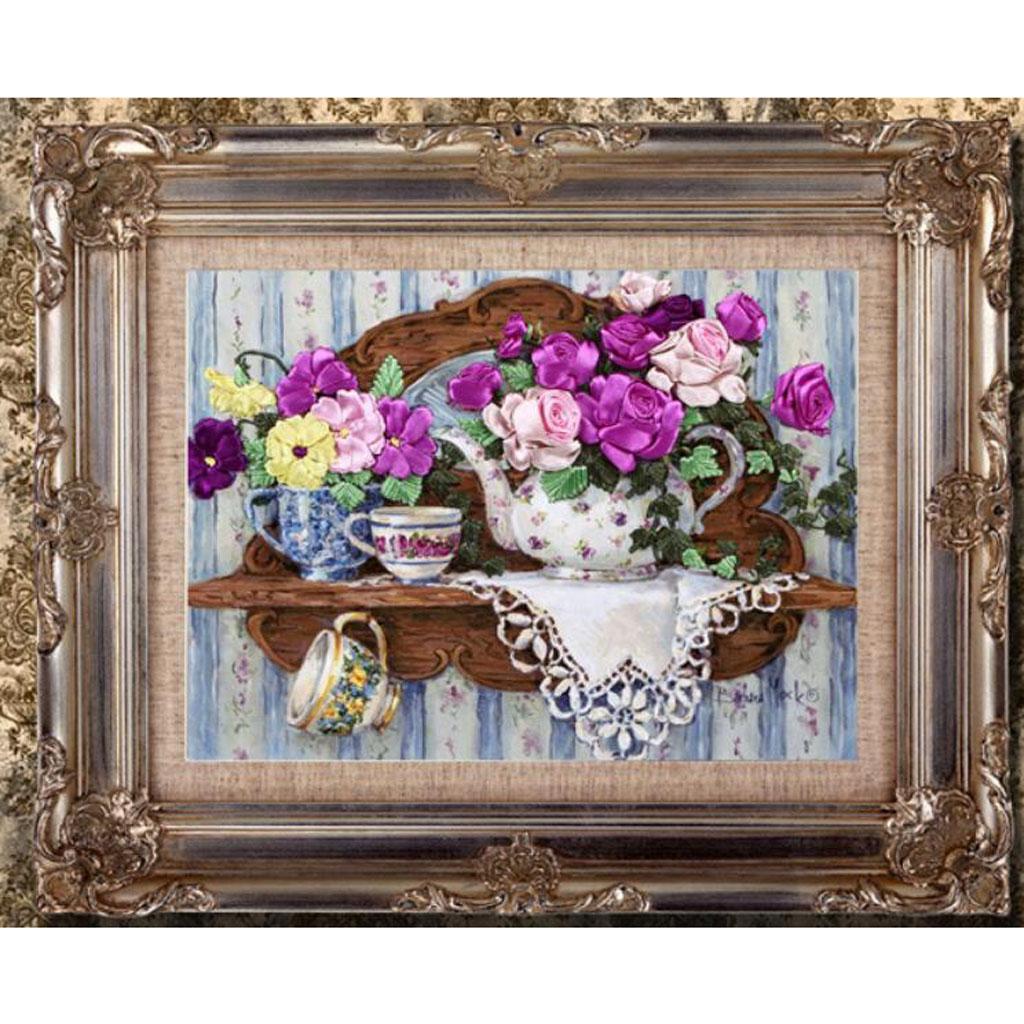 Ribbon Embroidery Kits Elegant Flower Home Wall Art Decoration for Beginner