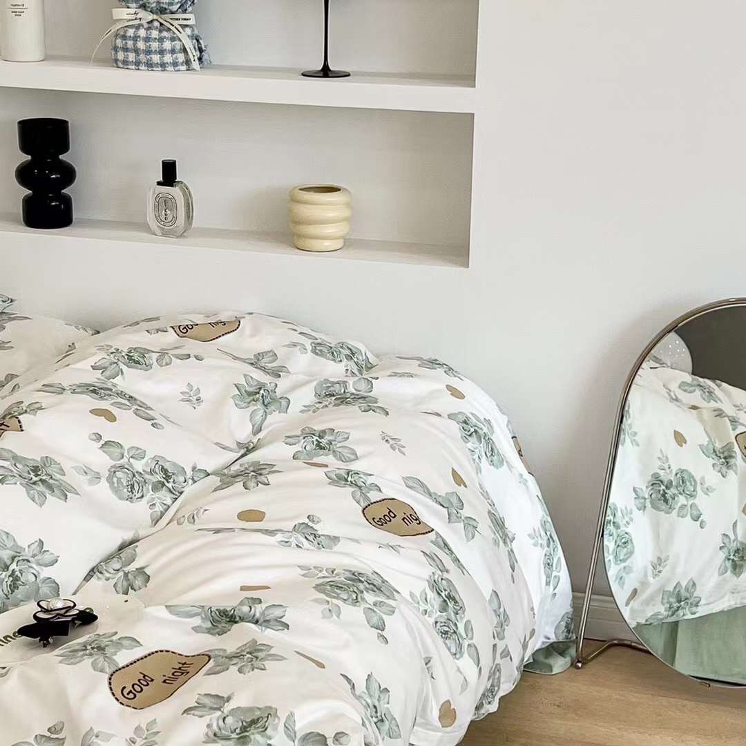 Set chăn ga gối COTTON FLOWER NHỮNG BÔNG HOA BÔNG GÒN XINH XẮN chất liệu thoáng mát dùng được 4 mùa