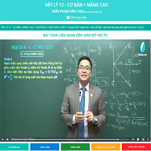 Khóa học VẬT LÍ 12 - CƠ BẢN + NÂNG CAO thầy Phạm Văn Thọ - 09 tháng