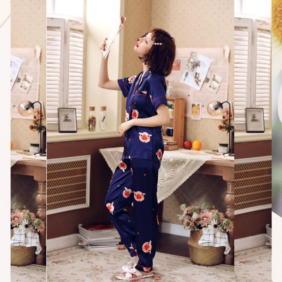 Đồ Bộ Pijama nữ đẹp, Đồ Ngủ Pijama dài - Sợi Lụa Satin Cao Cấp Mềm, Mịn - Siêu Dễ Thương B58