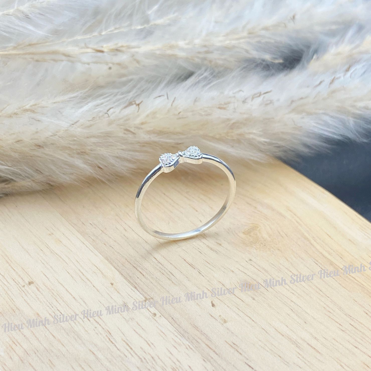 Nhẫn Nữ Bạc Ta Nơ Xinh Cao Cấp Sáng Đẹp Chính Hãng Bạc Hiểu Minh NU515