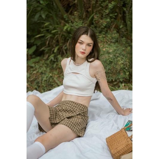 OLALASTUDIO Áo thun ba lỗ croptop thêu logo