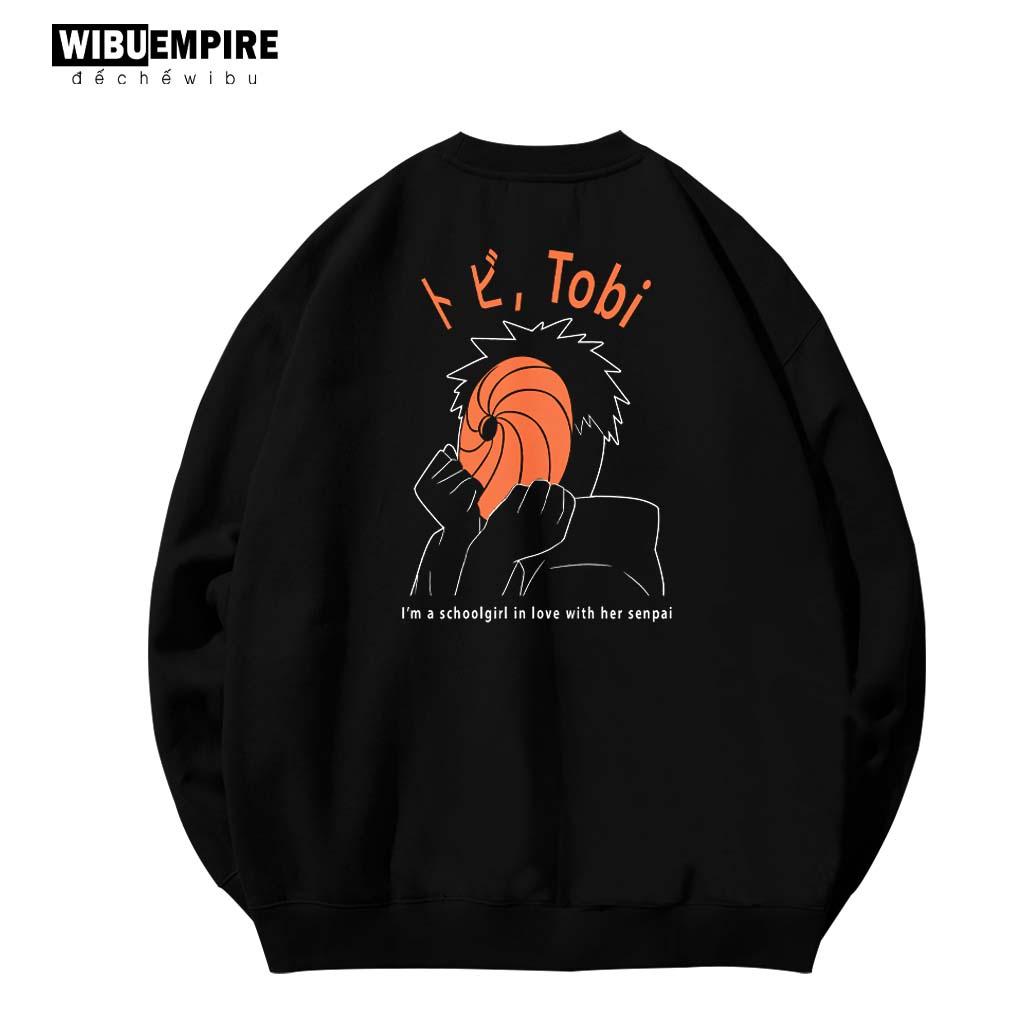 Áo Sweater Form Rộng Uchiha Obito | Anime Naruto - Áo Sweater Nỉ Bông Form Rộng