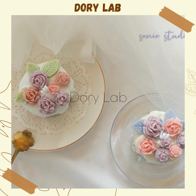 Nến Thơm Bánh Kem Hoa Hồng Handmade Không Khói, Quà Tặng Độc Đáo - Dory Lab