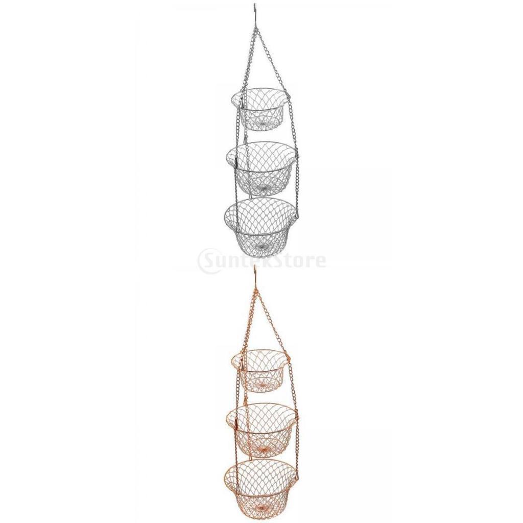 2x 3-Tier Fruit Vegetable Basket Fruit Hanger Storage Kitchen Organizer