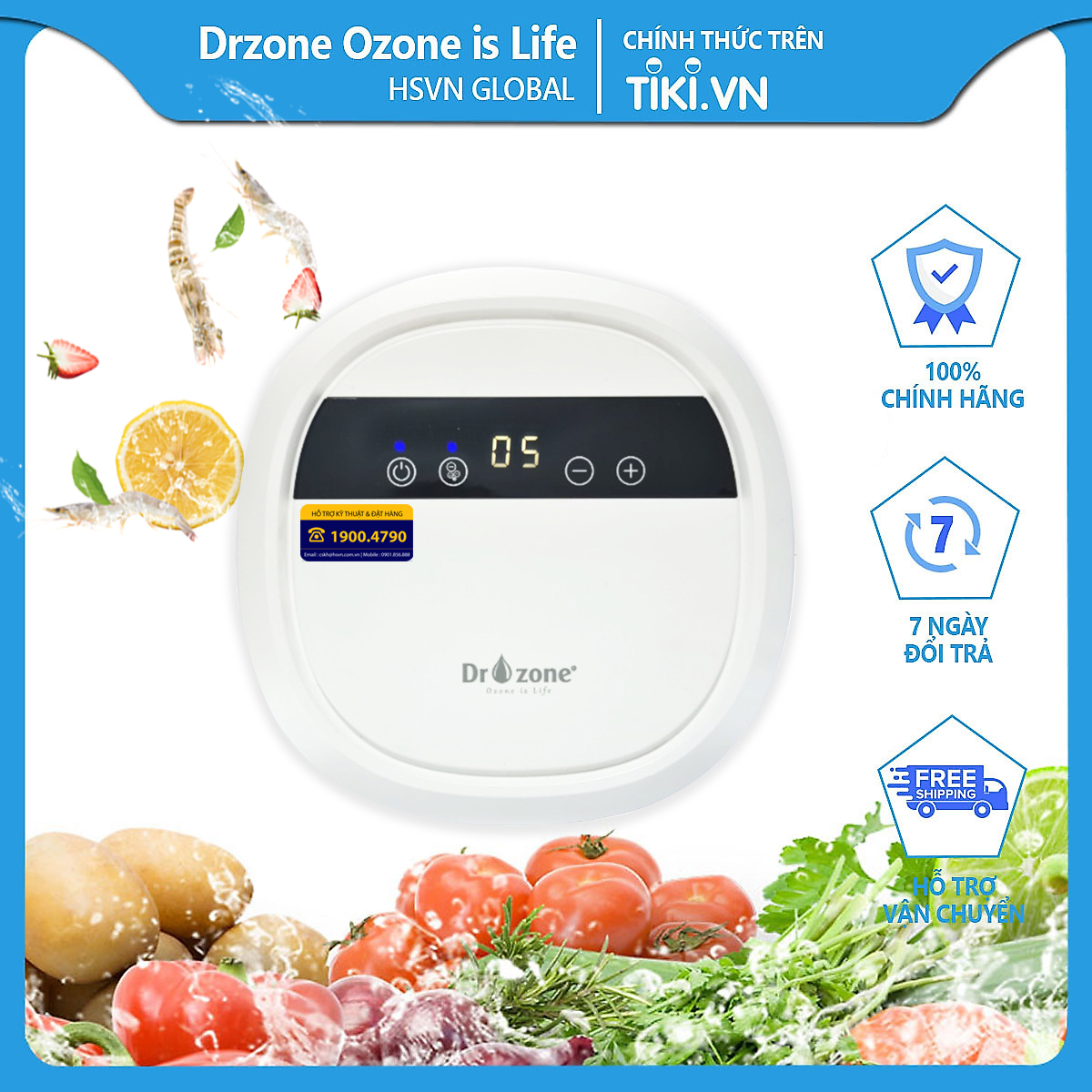 Máy khử độc thực phẩm ozone Drzone Ozone is Life 400mg O3/h khử độc khử trùng đa năng - Hàng chính hãng