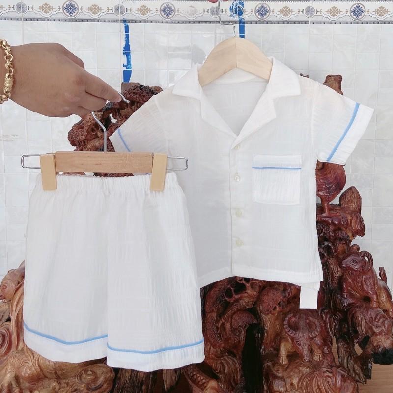 Mẫu sơ mi đũi cho bé