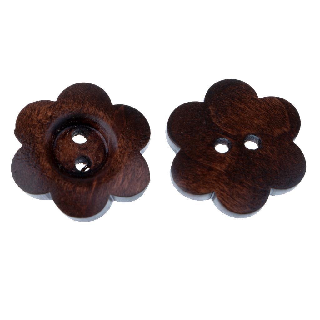 4-10pack 20 Pieces Flower Shape 2 Holes Wooden Buttons for Sewing on Clothing