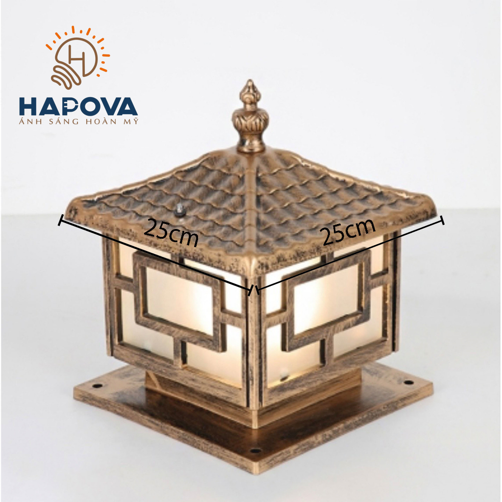 Đèn trụ cổng Nhôm cao cấp cỡ 250mm và 200mm HAPOVA OSTER 7009