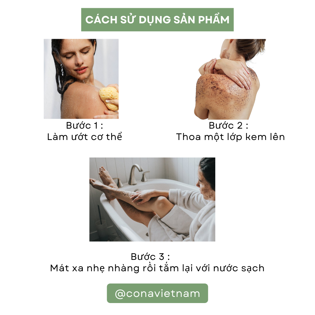 Cà phê dừa làm sạch tết bào da chết body Cona 200ml