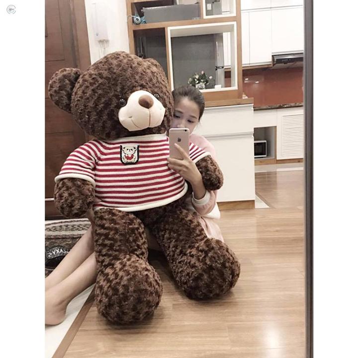 Gấu Bông Teddy Chỉ Áo Len UNISU 60cm Siêu Mềm Mịn Dễ Thương Cute -Màu nâu socola-Tặng Kèm Tất Gấu Đáng Yêu