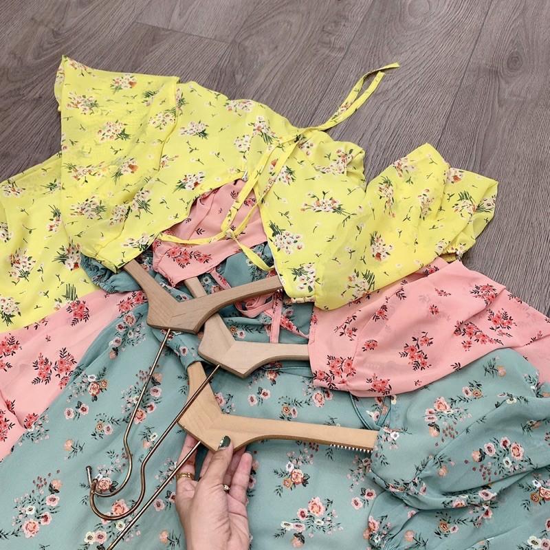 (LOẠI 1 HAI LỚP) VÁY MAXI HOA NHÍ BÁNH BÈO CỔ VUÔNG MÀU SẮC TƯƠI SÁNG SIÊU XINH