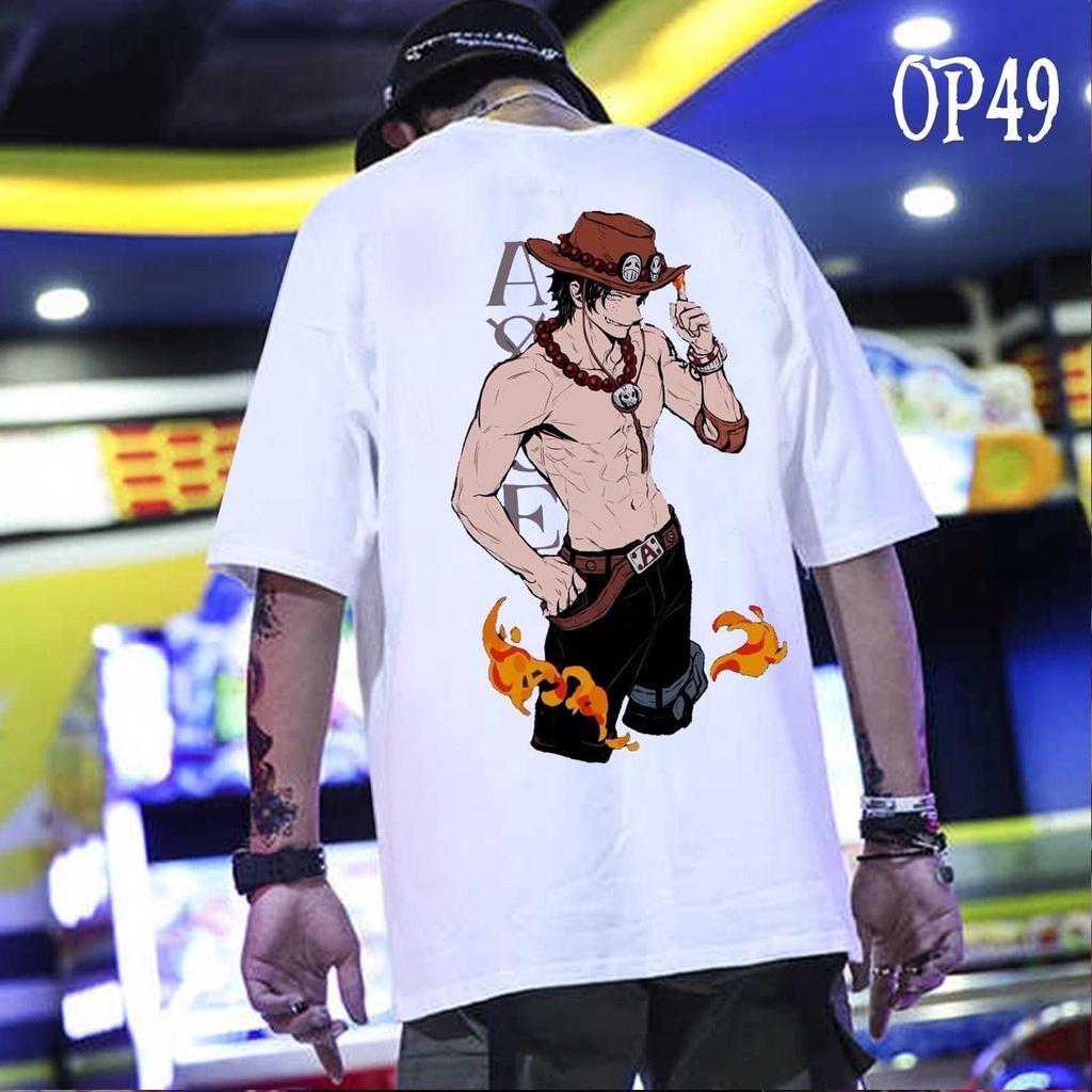 ÁO THUN UNISEX NAM NỮ   onepiece ace lửa chỉ nón