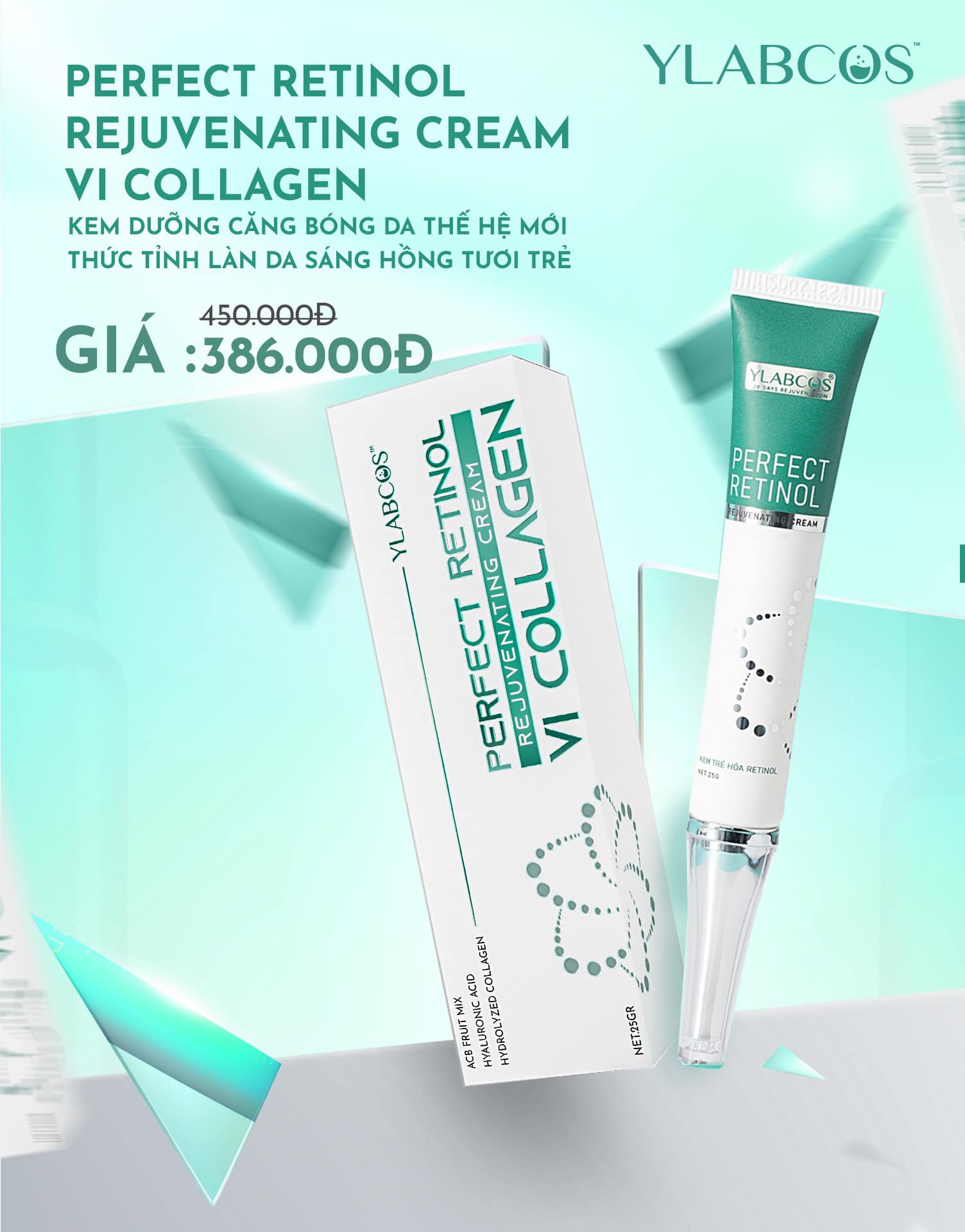 VI COLLAGEN PERFECT RETINOL YLABCOS Rejuvenating Cream - Peel da thế hệ mới - ViGai Collagen Drlacir