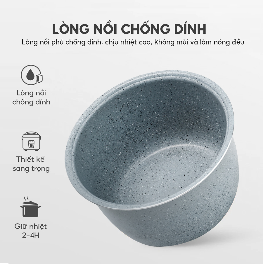 Nồi cơm điện Lebenlang LBL0587, dung tích 1200ml, công suất lớn 500W, giữ nhiệt đến 4h, thiết kế đơn giản, tặng kèm xửng hấp, bảo hành 2 năm - hàng chính hãng