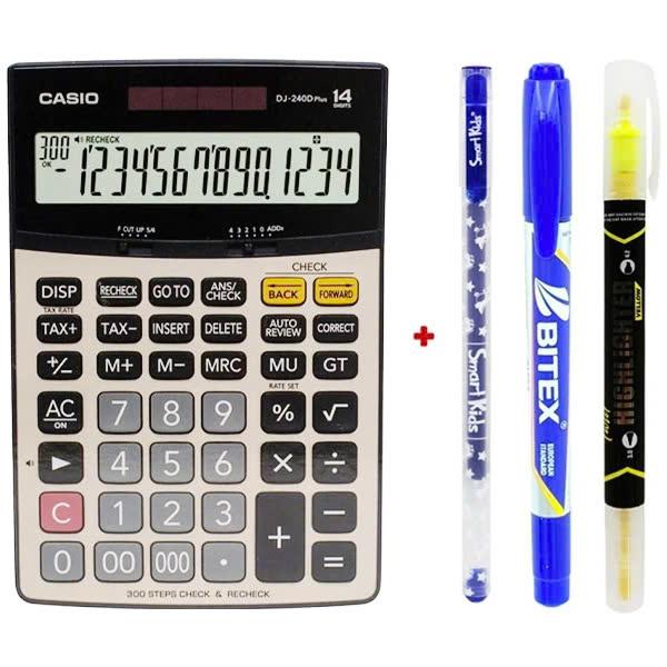 Máy Tính Văn Phòng Casio DJ 240D-W-DP Plus - Kèm Quà Chất