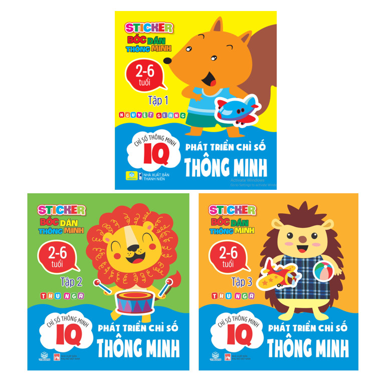 Combo 3 cuốn Sticker bóc dán thông minh IQ