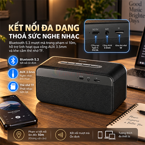 Loa Bluetooth Philips TAS2200BK/70 - Hàng chính hãng