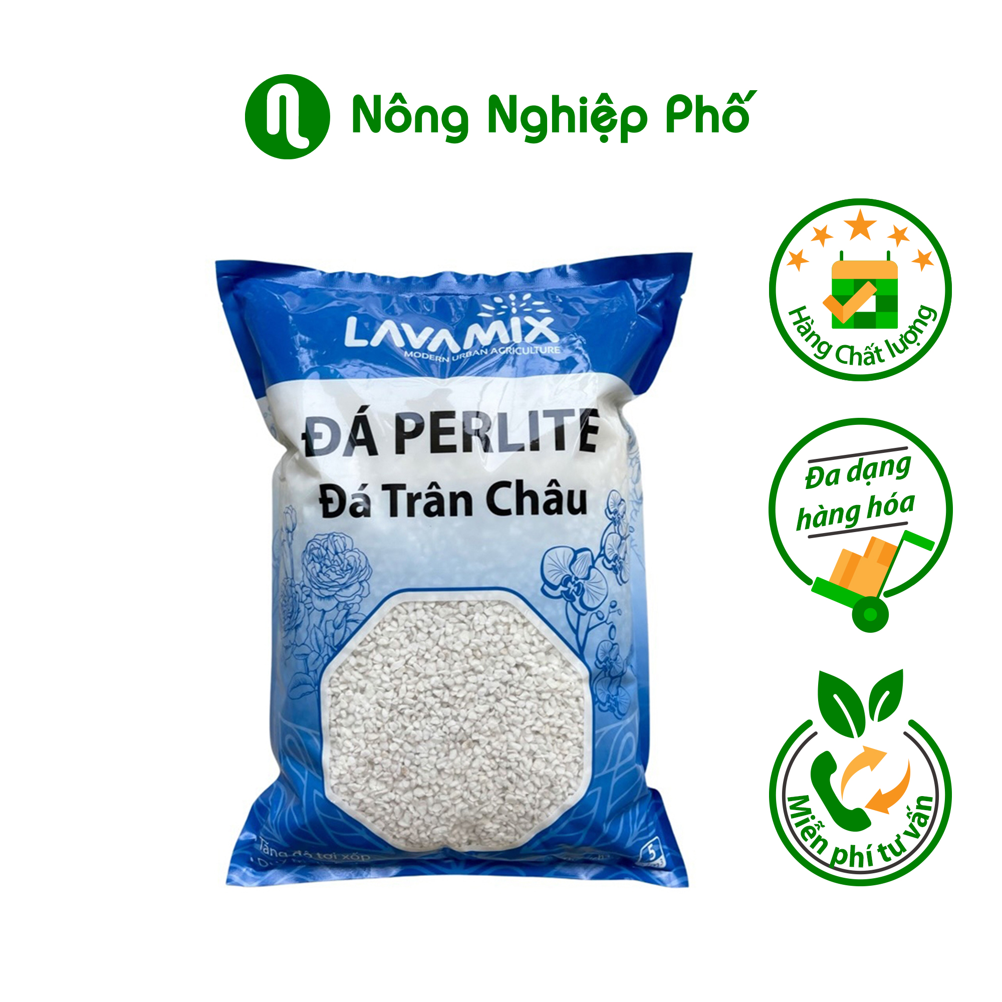 Đá perlite trân châu Lavamix - Túi 5dm