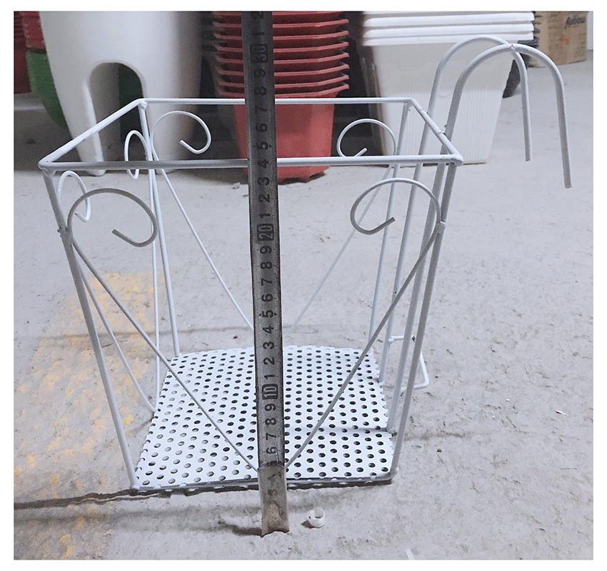 5 Giỏ Sắt Hình Vuông 24x23cm - Màu TRẮNG Treo Chậu Hoa Lan Can Ban Công