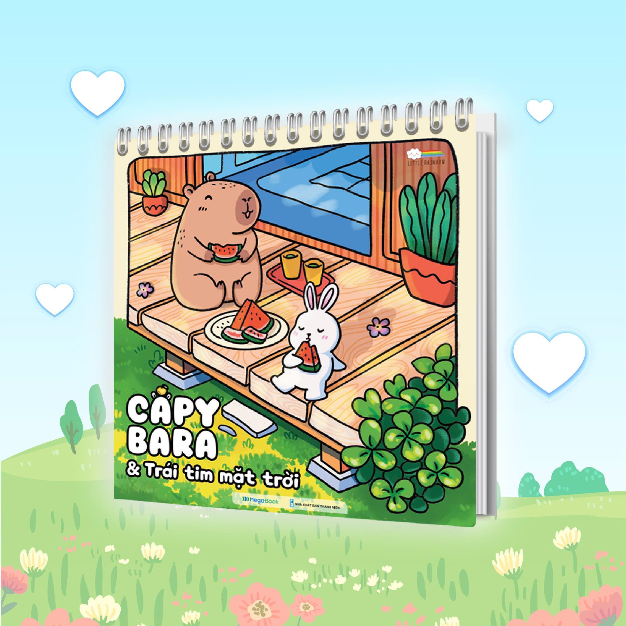 Sách Tô Màu - Capybara &amp; Trái Tim Mặt Trời - Megabook