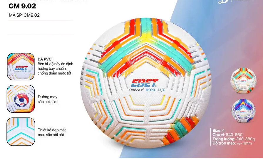 Bóng Đá ĐL Da PVC CM9.02 số 4 (nhiều màu)