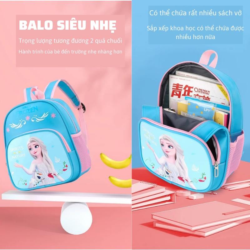 Ba lô trẻ em, balo cho bé đi học mẫu giáo mầm non 2 ngăn in hình Sofia Elsa Ironman người nhện Xu Xu Kids