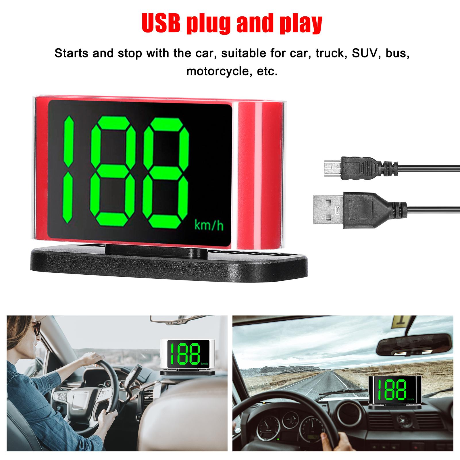 Car HUD Headup Display GPS Digital Speedometer with LED Large Font Display Phone Number Display Area for Car Truck SUV Motorcycle