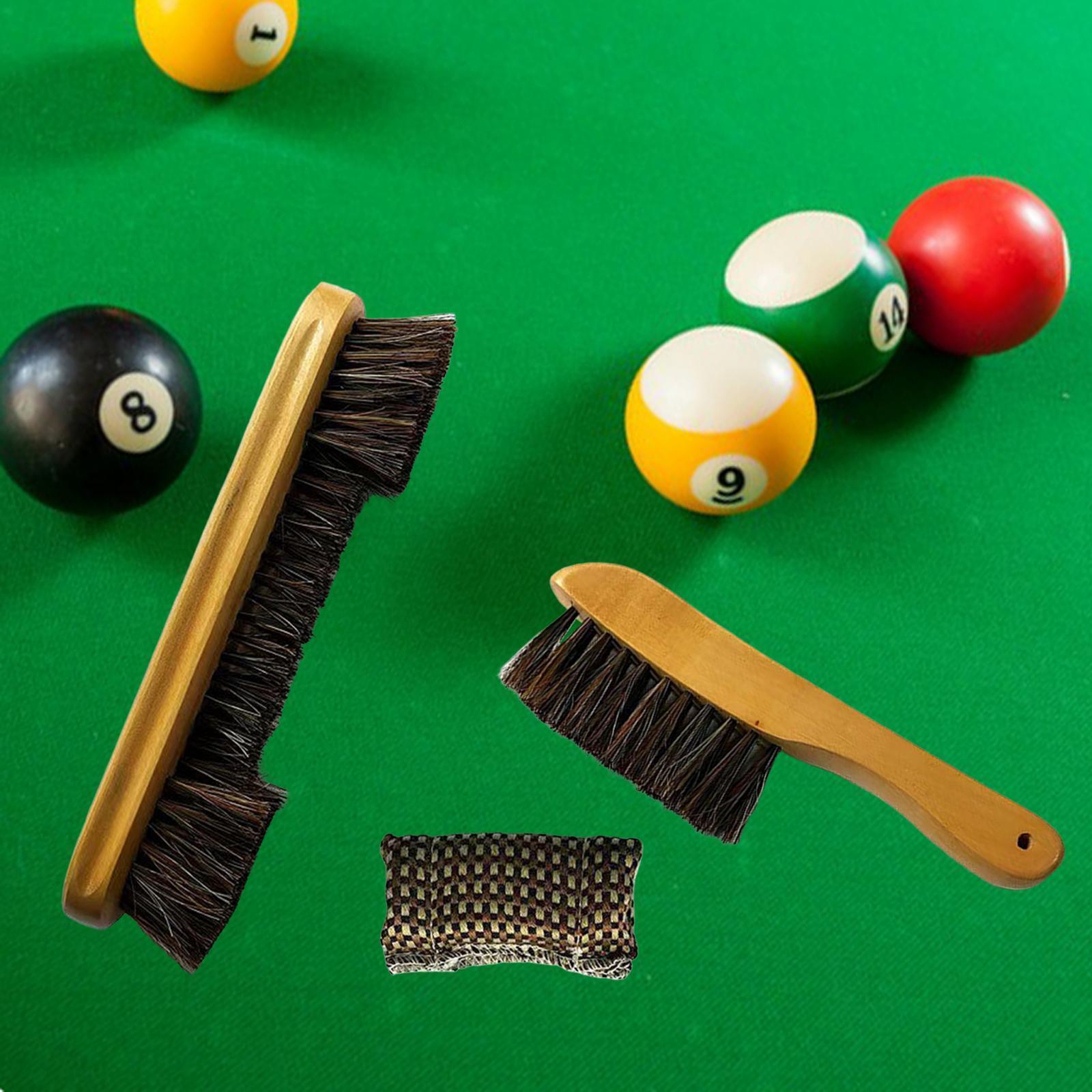 Billiards Table Cleaning Tool, Horse Hair Brush, Cleaning Tool Club Wipe, Wooden Handle Billiards Pool Table  Brush Set, Billiards Brush