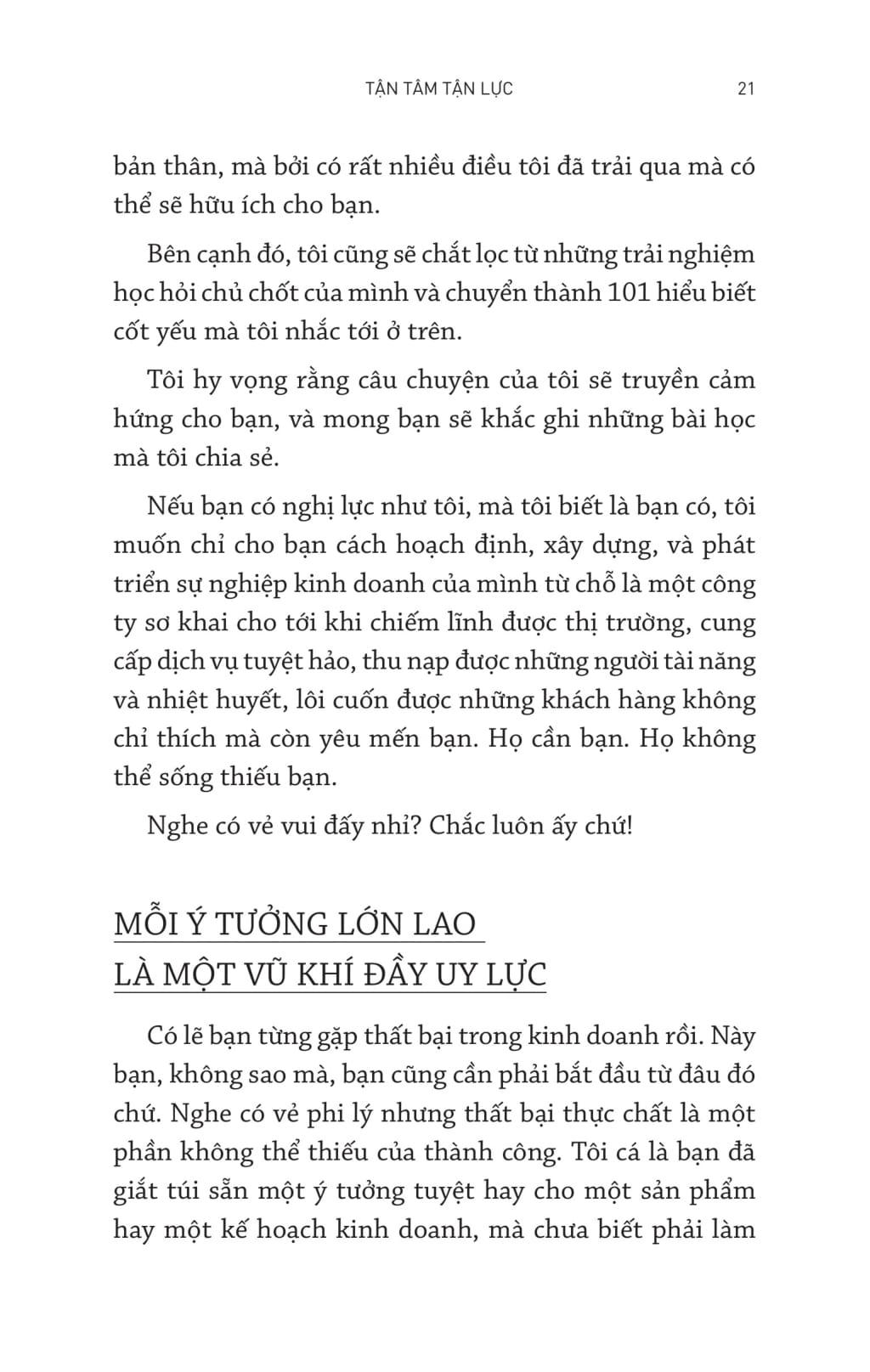 Sách Tận Tâm Tận Lực - 101 Bài Học Kinh Doanh Thực Tiễn Cho Doanh Nhân Khởi Nghiệp