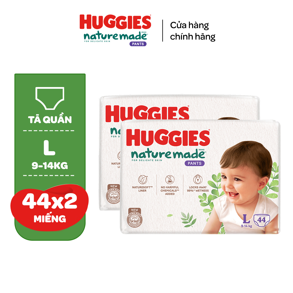 Combo 2 Tãbỉm Quần Huggies Platinum Naturemade M58L44Xl38Xxl26 - L44