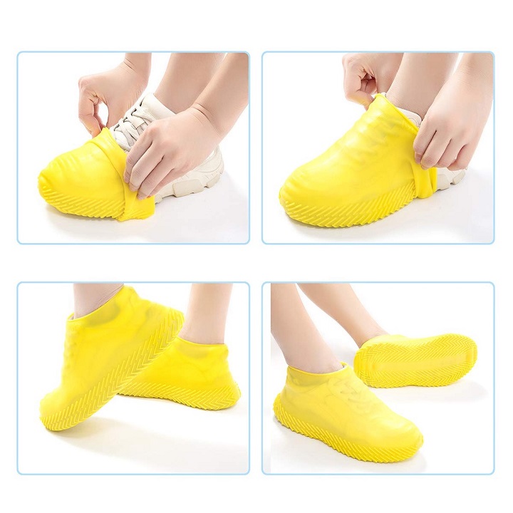 Vỏ Bọc Giày Đi Mưa Bằng Cao Su Silicon Dẻo Chống Trượt Chống Thấm Nước/ Latex waterproof Shoe cover, Tái Sử Dụng, Ủng Bọc Giày, bao Giày Đi phượt, du lịch