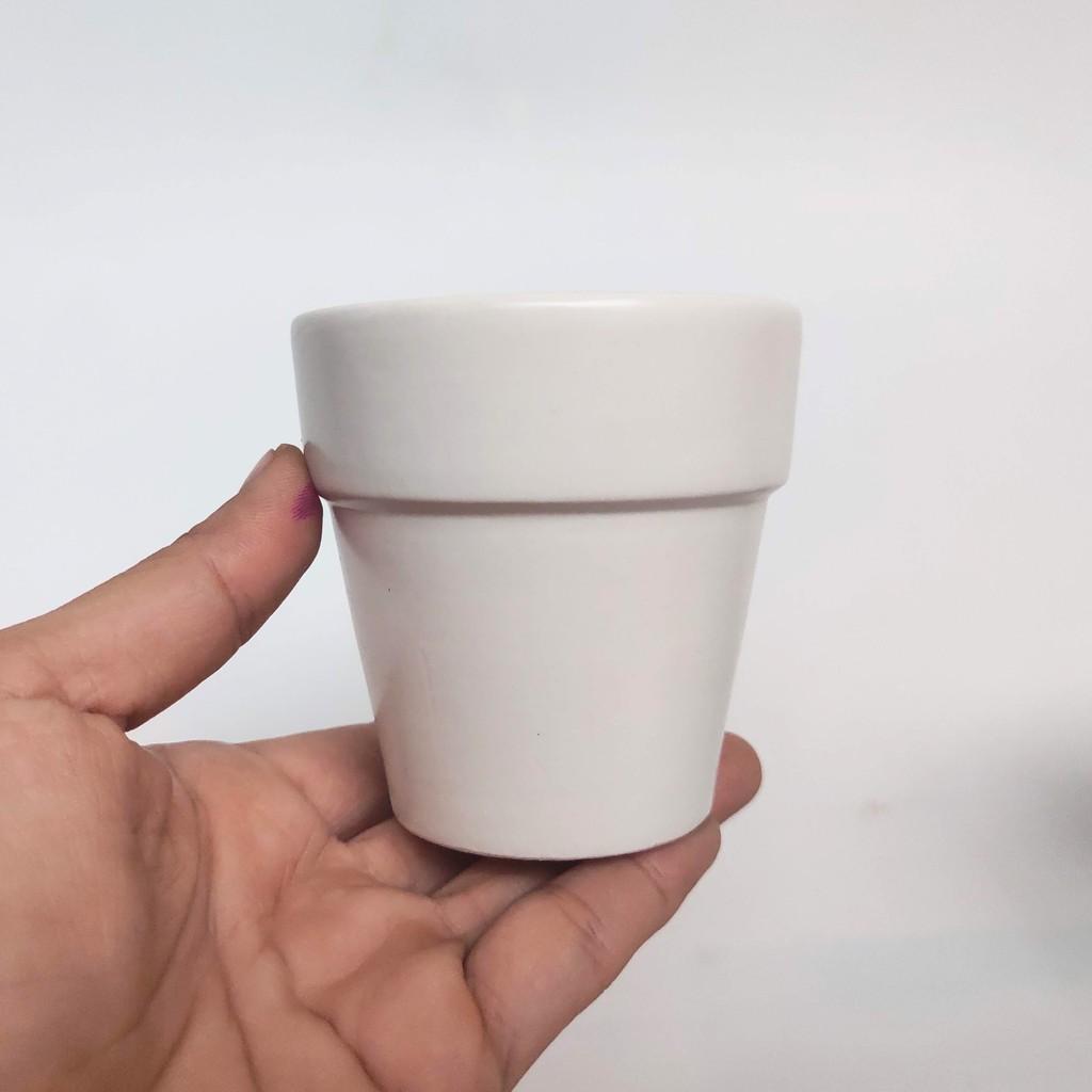 Chậu sứ hình xô đai, miệng vành loại nhỏ size S2. Chậu sứ vành miệng cao 7cm mini trồng cây Để Bàn, Cây Nội Thất, Sen Đá