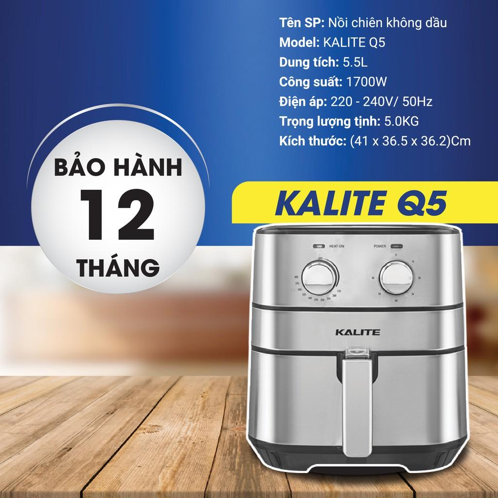 Nồi chiên không dầu Kalite Q5, dòng cơ, dung tích 5,5 lít phù hợp gia đình 4-6 người - Hàng chính hãng