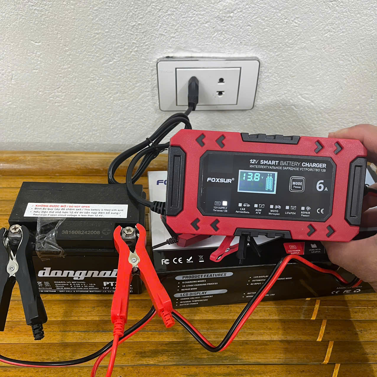 Sạc Ắc Quy FOXSUR 12V 4A - 120A Hàng Nhật Thông Minh – Công Nghệ 10 Giai Đoạn, An Toàn, Bền BỈ