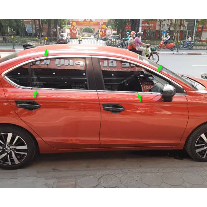 Nẹp viền chân kính, cong kính xe Honda City 2021 2022 - Hàng inox sáng bóng, giá 1 bộ